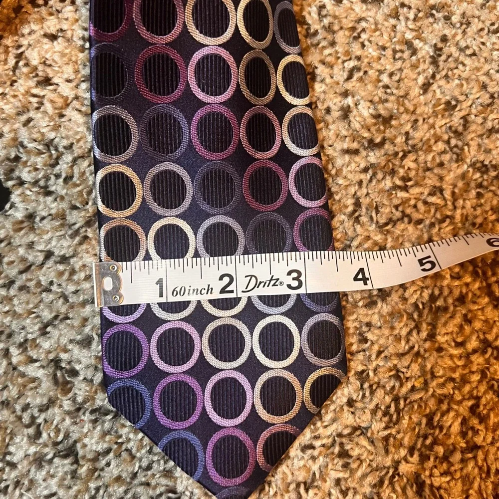 Michael Kors Circle Pattern Necktie‎ - Purple, Silver, Black - Men's Tie